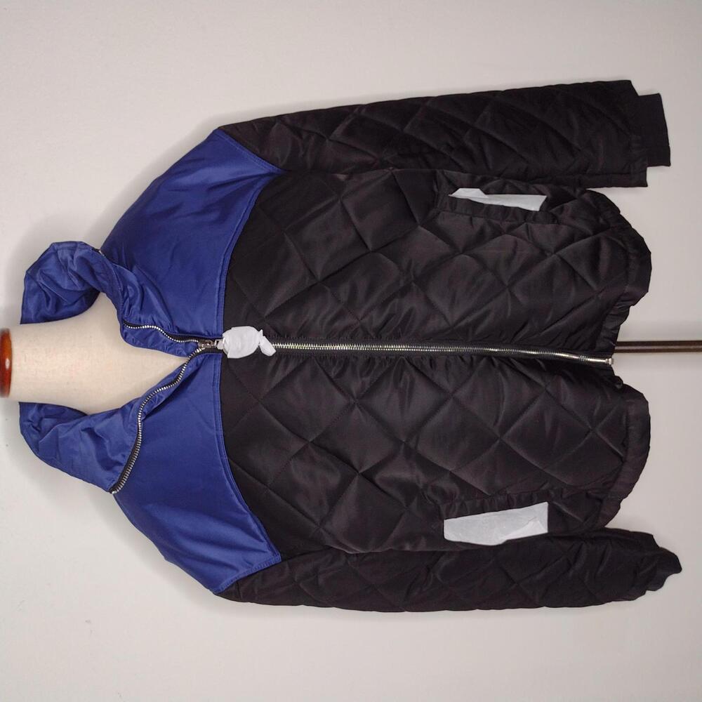 NWT WeWoreWhat Women's Navy/Black/Quilted Puffer Coat Size Medium